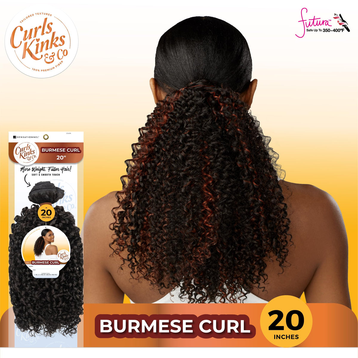 Sensationnel CKCO Synthetic Bundle-Burmese Curl,1 pack 20 inch, 1 JETBLACK
