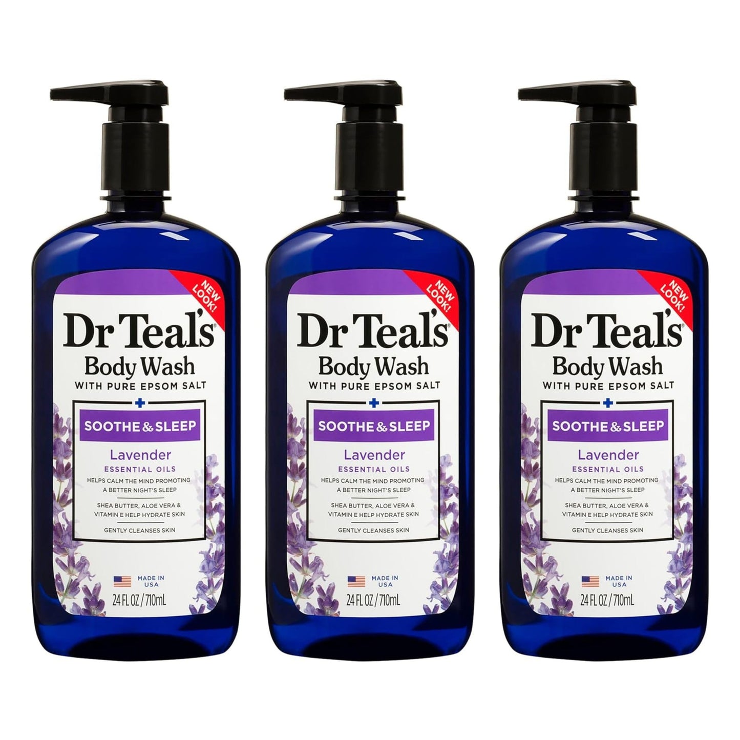 Dr Teal's Pure Epsom Salt Body Wash Soother & Moisturize With Lavender 24 oz (Pack of 3) Beauty & Personal Care Dr Teal's