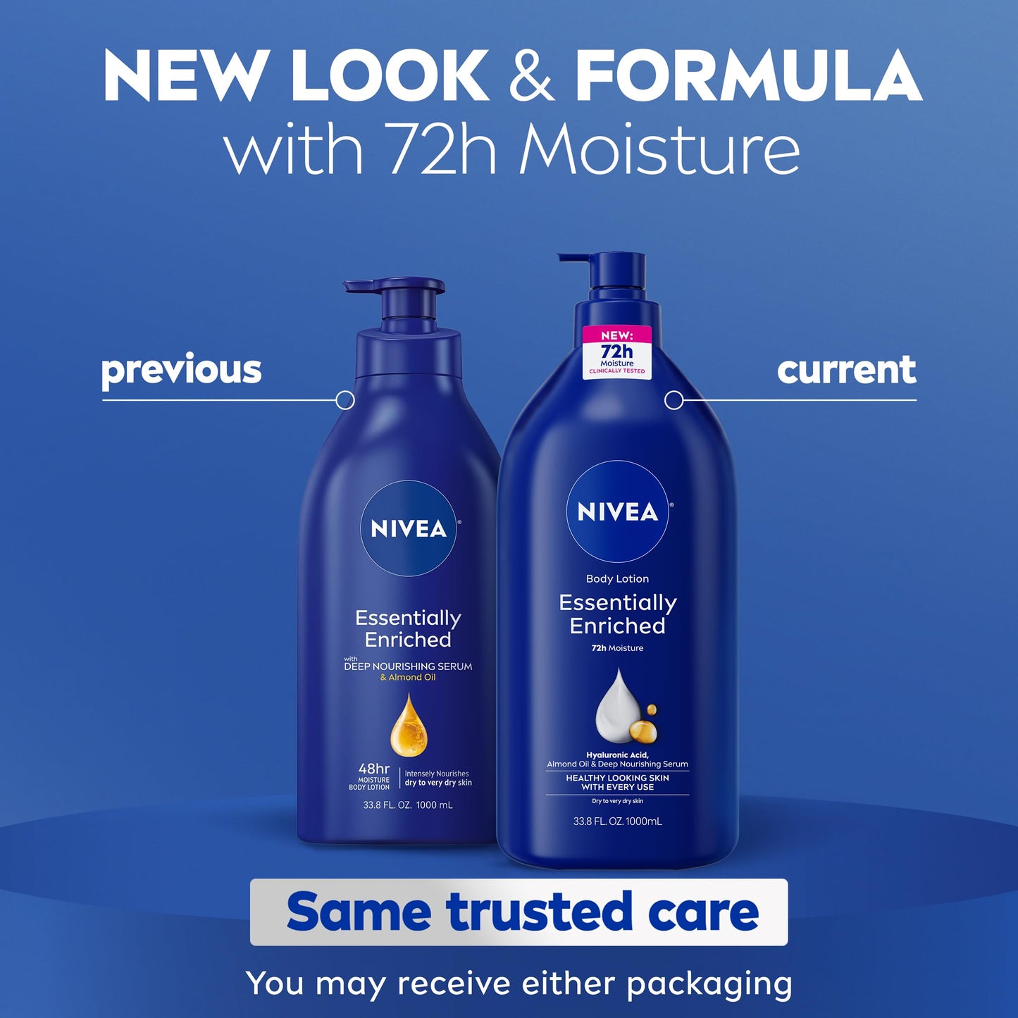NIVEA Essentially Enriched Body Lotion for Very Dry Skin with Hyaluronic Acid, Almond Oil and Deep Nourishing Serum, 72-Hour Body Moisturizer, 33.8 Fl Beauty & Personal Care NIVEA