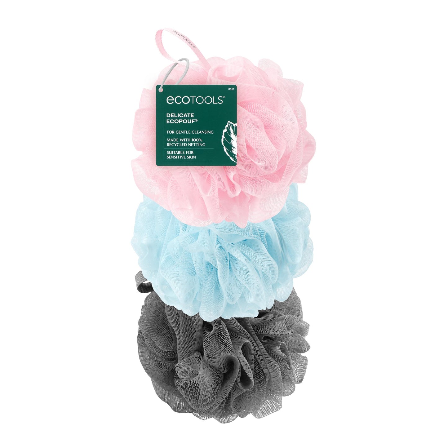 EcoTools EcoPouf 3 Pack Bath Sponge Set, Soft Recycled Netting Shower Poufs for Gentle Exfoliating & Daily Body Cleansing, Rich Lather Loofah Sponges Beauty and Personal Care EcoTools Default Title