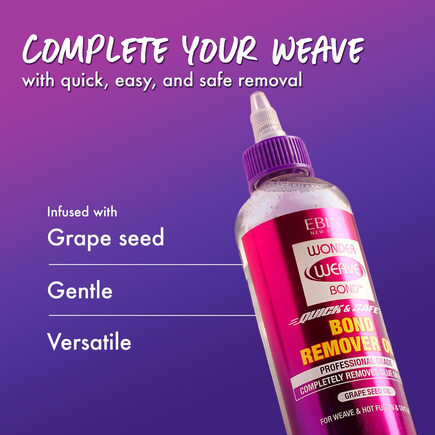 EBIN NEW YORK Wonder Weave Bond Remover Oil 8 Fl Oz - Grape Seed Oil Formula for Hair Glue, Tape-In, and Hot Infusion Extension Removal Beauty & Personal Care EBIN NEW YORK