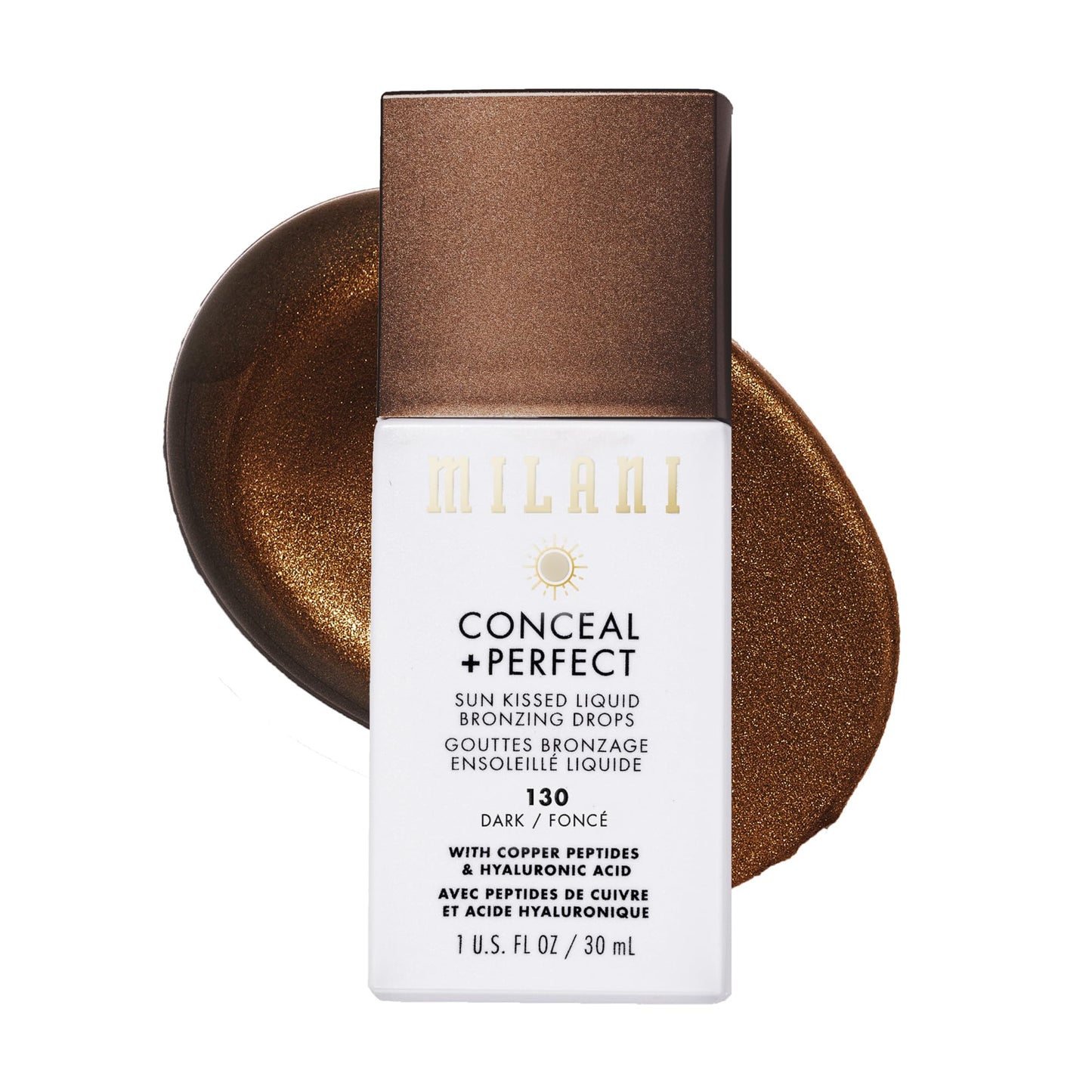 Milani Bronzer- Sun Kiss Bronzing Drops, Conceal + Perfect Liquid Bronzer for Sheer, Weightless Coverage & Hydration enriched with Peptides Beauty & Personal Care Milani