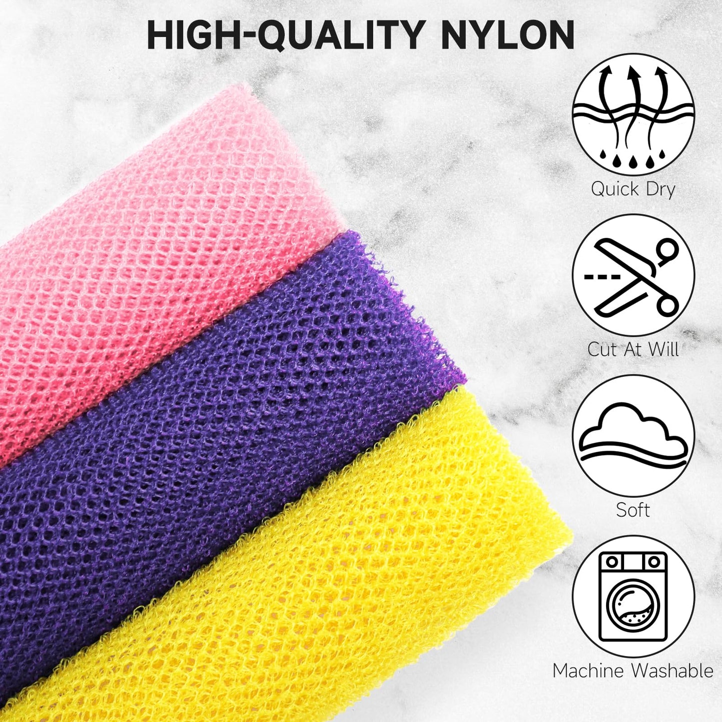 Metene 3 Pieces African Exfoliating Net, Colorful African Net Cloth, Long African Net Sponge Body Scrubber for Use in Shower, Bath Shower Wash Cloth Beauty and Personal Care Metene