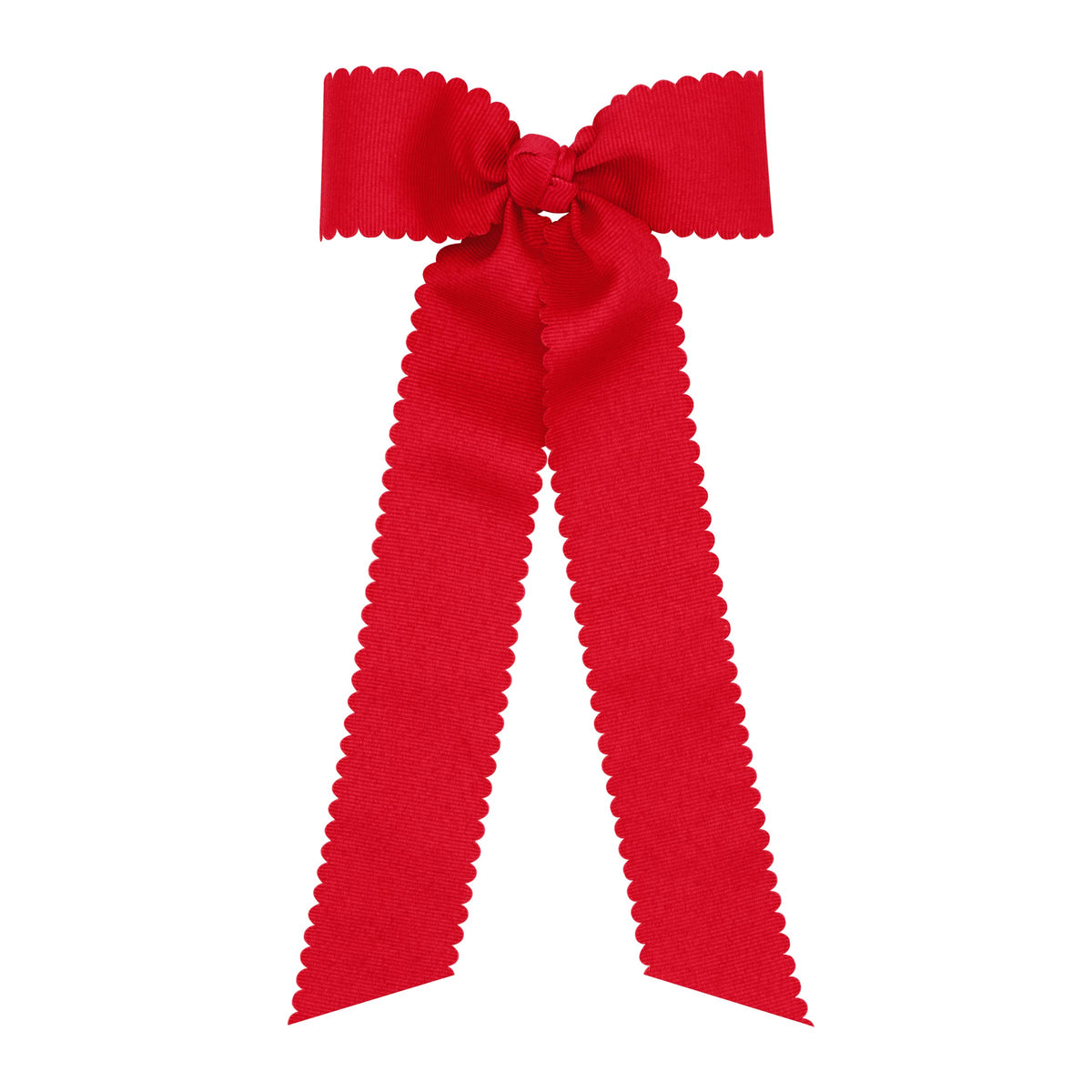 Wee Ones Medium Grosgrain Bowtie with scalloped edge, knot wrap and streamer tails 9"