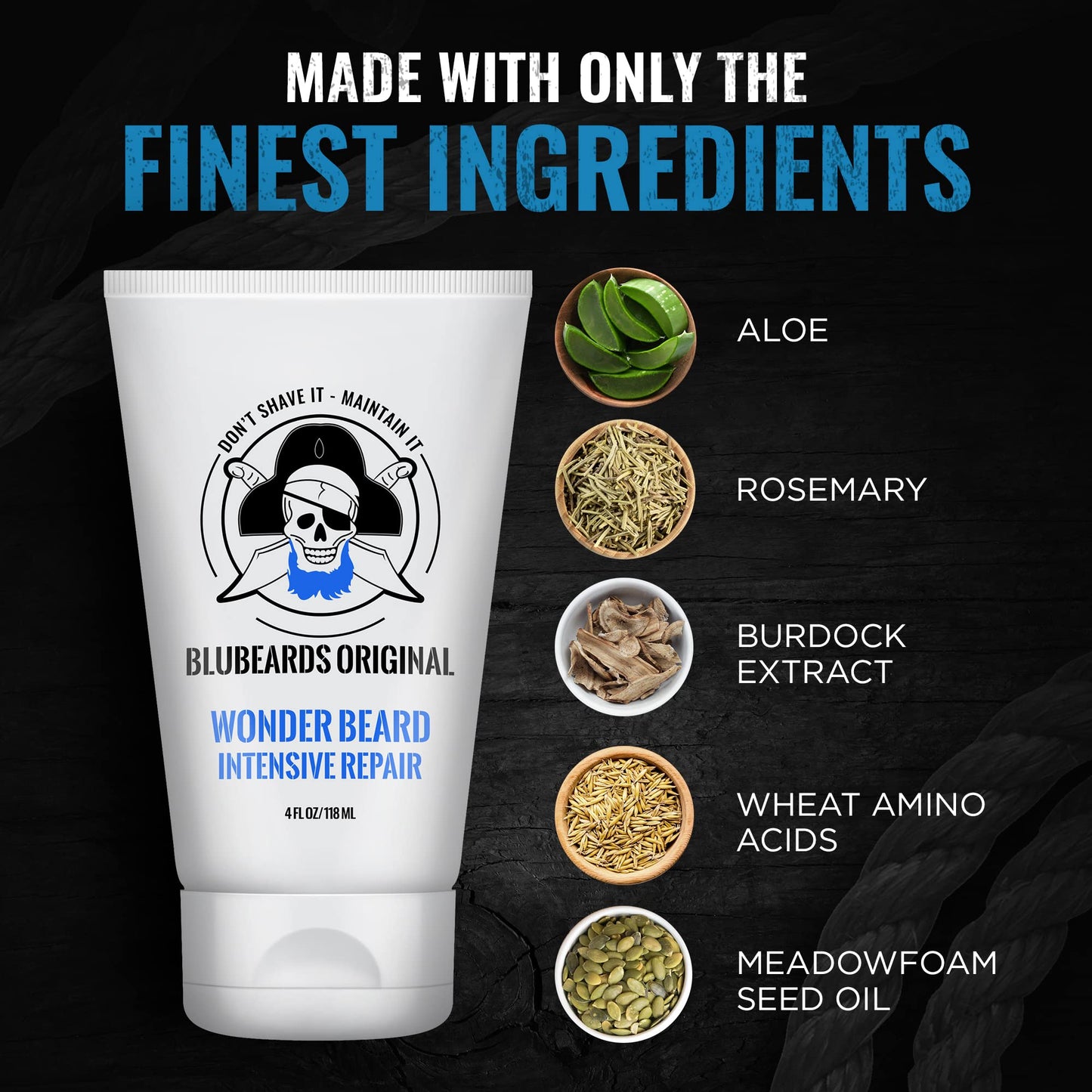 Bluebeards Original Beard Conditioner for Men - 4 oz Wonder Beard Intensive Repair with Meadowfoam Seed Oil & Amino Acids to Deeply Restore, Soften Beauty and Personal Care Bluebeards Original
