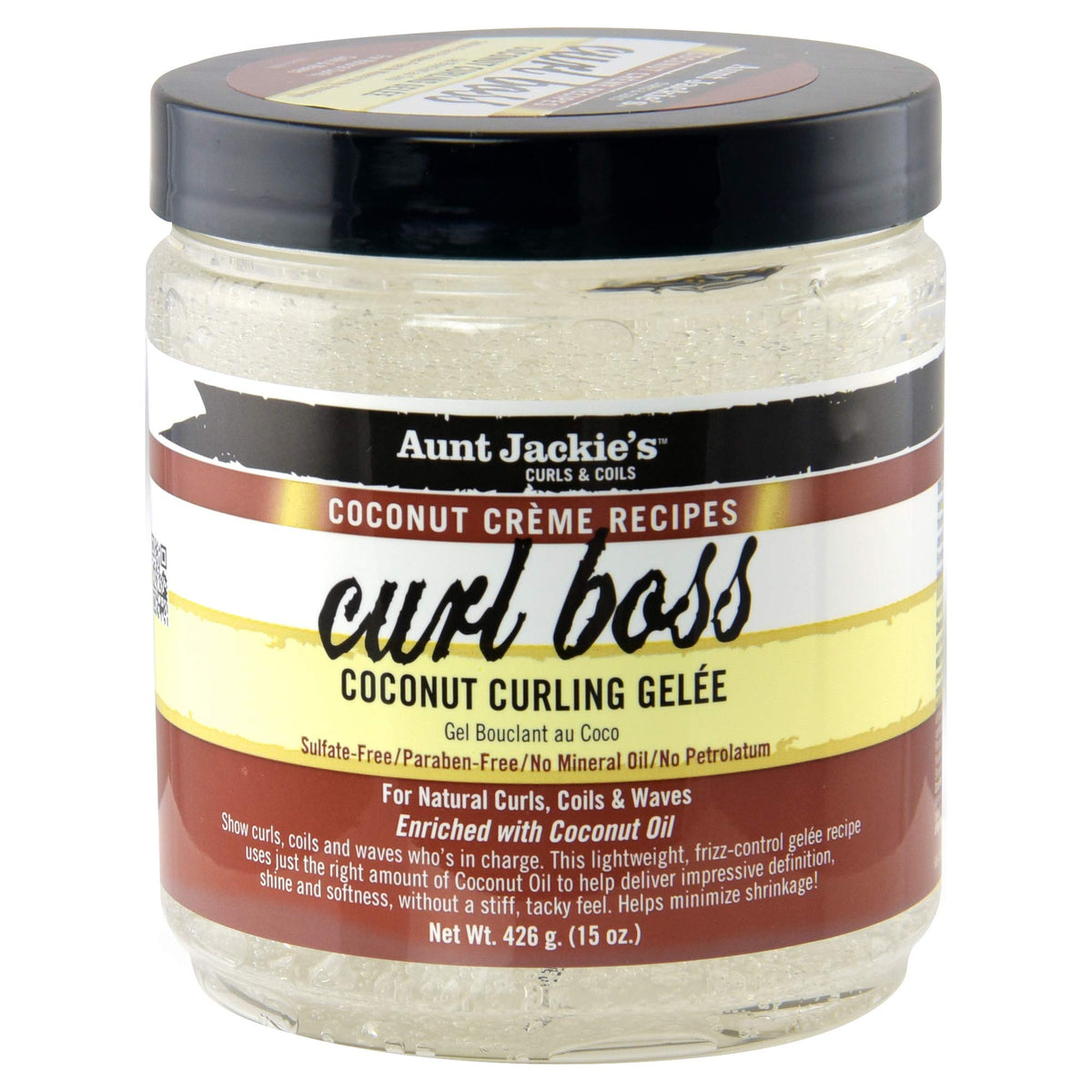 Aunt Jackie's Coconut Crème Recipes Curl Boss Coconut Curling Hair Gel for Natural Curls, Coils and Waves, 15 oz Beauty & Personal Care Aunt Jackie's
