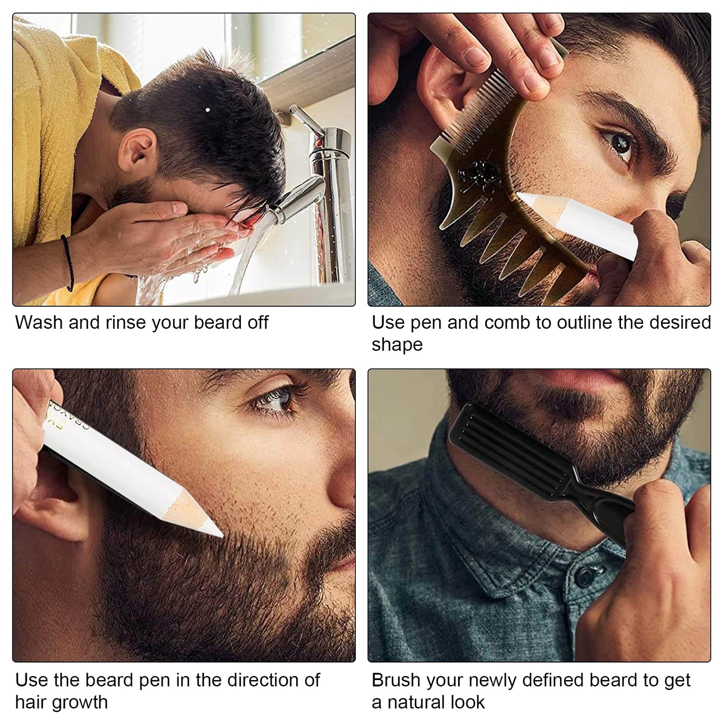Beard Lineup Pen,ANGGREK White Hairline Pen Professional Beard Pencil Filler Household Beard Pencil Liner Shaping Styling Tool(White) Beauty and Personal Care ANGGREK