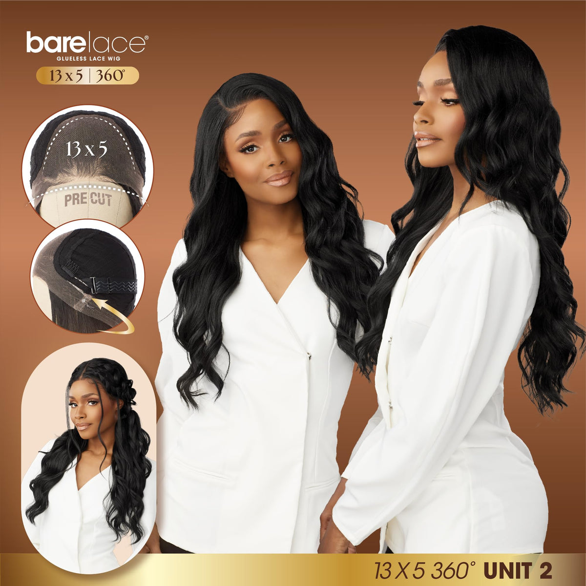 Sensationnel Barelace 13x5 360 LaceWig-Unit 2, 1B OFFBLACK