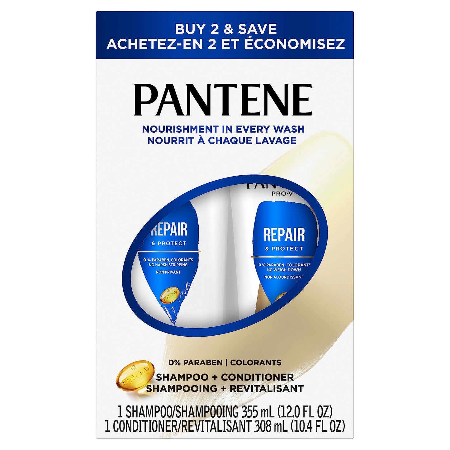 Pantene PRO-V Repair & Protect Shampoo, 12 oz + Conditioner, 10.4 oz Beauty & Personal Care Pantene