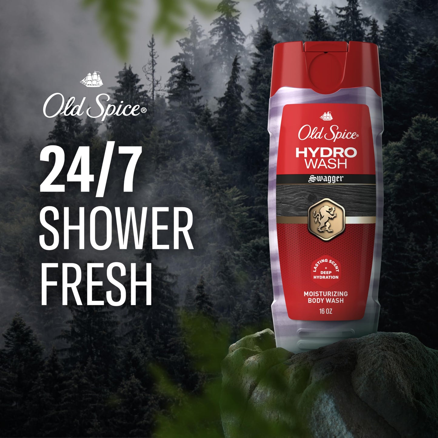 Old Spice Moisturizing Body Wash for Men, Hydro Wash, 2-in-1 Long Lasting Scent & Deep Hydration, 24/7 Shower Fresh, Swagger Scent, 16 oz Beauty & Personal Care Old Spice