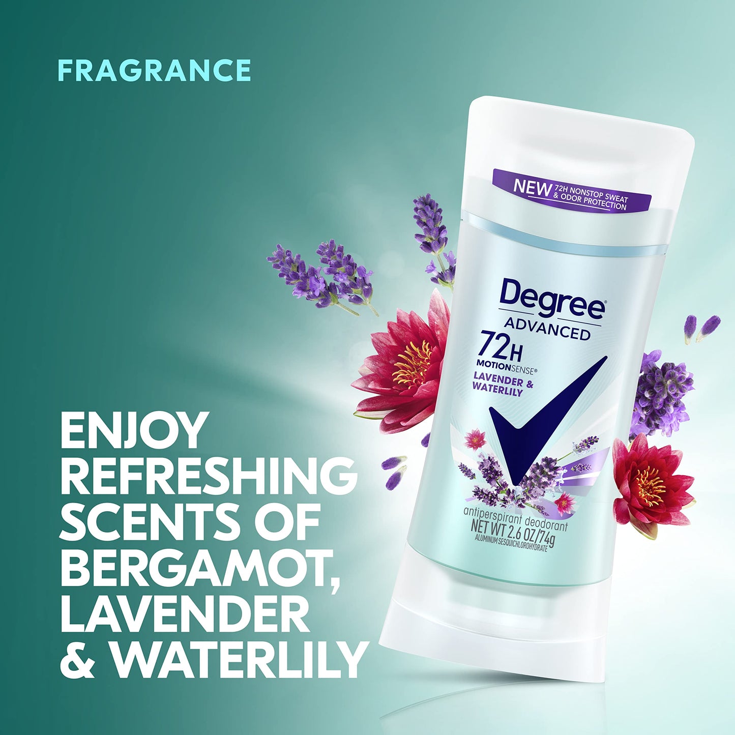 Degree Antiperspirant Deodorant 72-Hour Sweat and Odor Protection Lavender and Waterlily Antiperspirant for Women with MotionSense Technology 2.6 oz 4 Beauty and Personal Care Degree