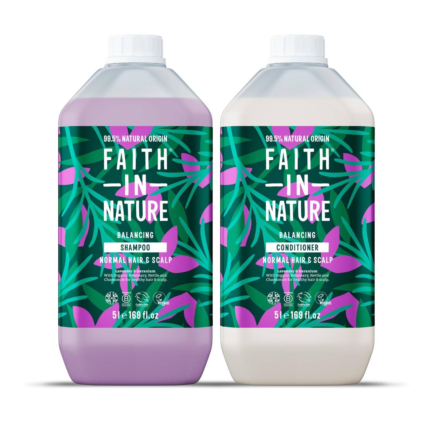 Faith In Nature Natural Shampoo & Conditioner Set - Vegan & Cruelty Free, No SLS or Parabens - 2 x 169 fl oz Value Bundle Pack, Lavender & Geranium Beauty & Personal Care FAITH IN NATURE