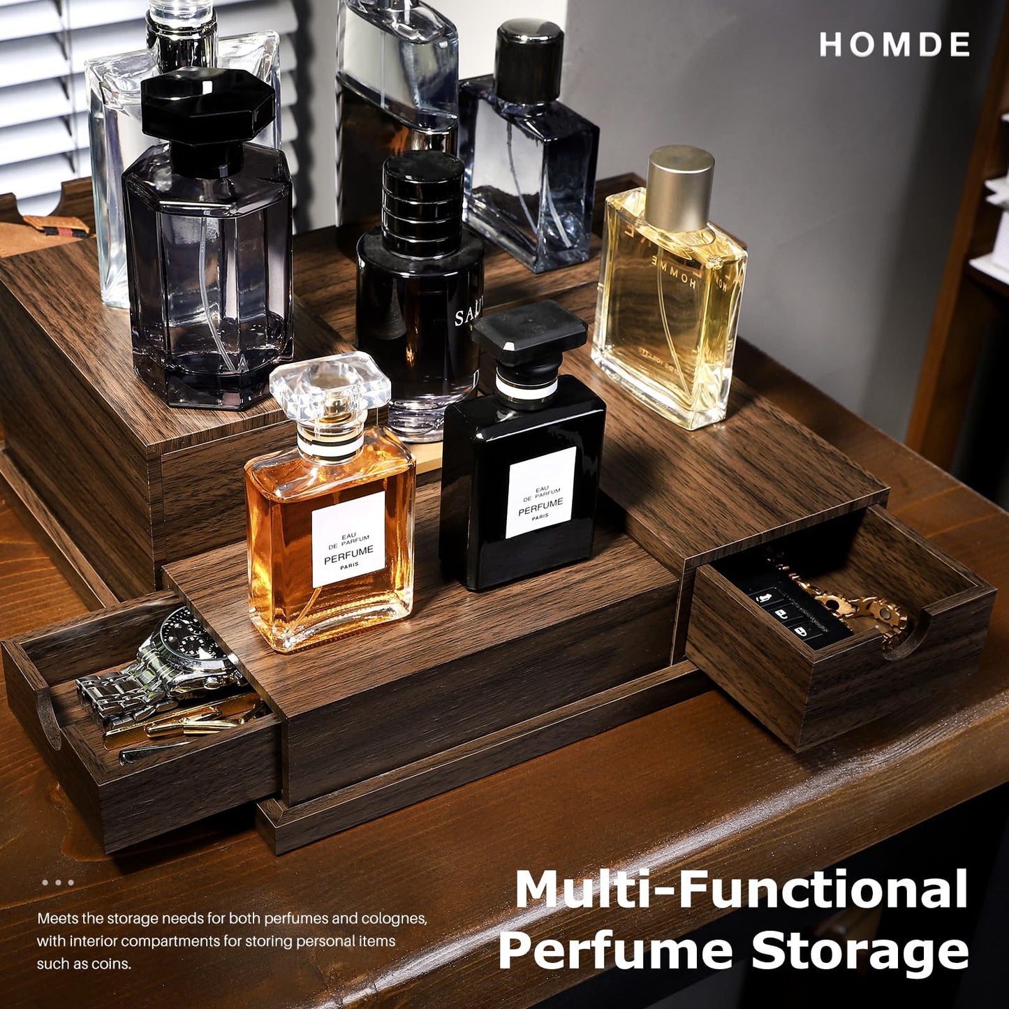 Homde Cologne Organizer - 4 Tier Perfume Display Tray with Hidden Drawers - Perfect for Men Essentials Accessories Beauty & Personal Care Homde