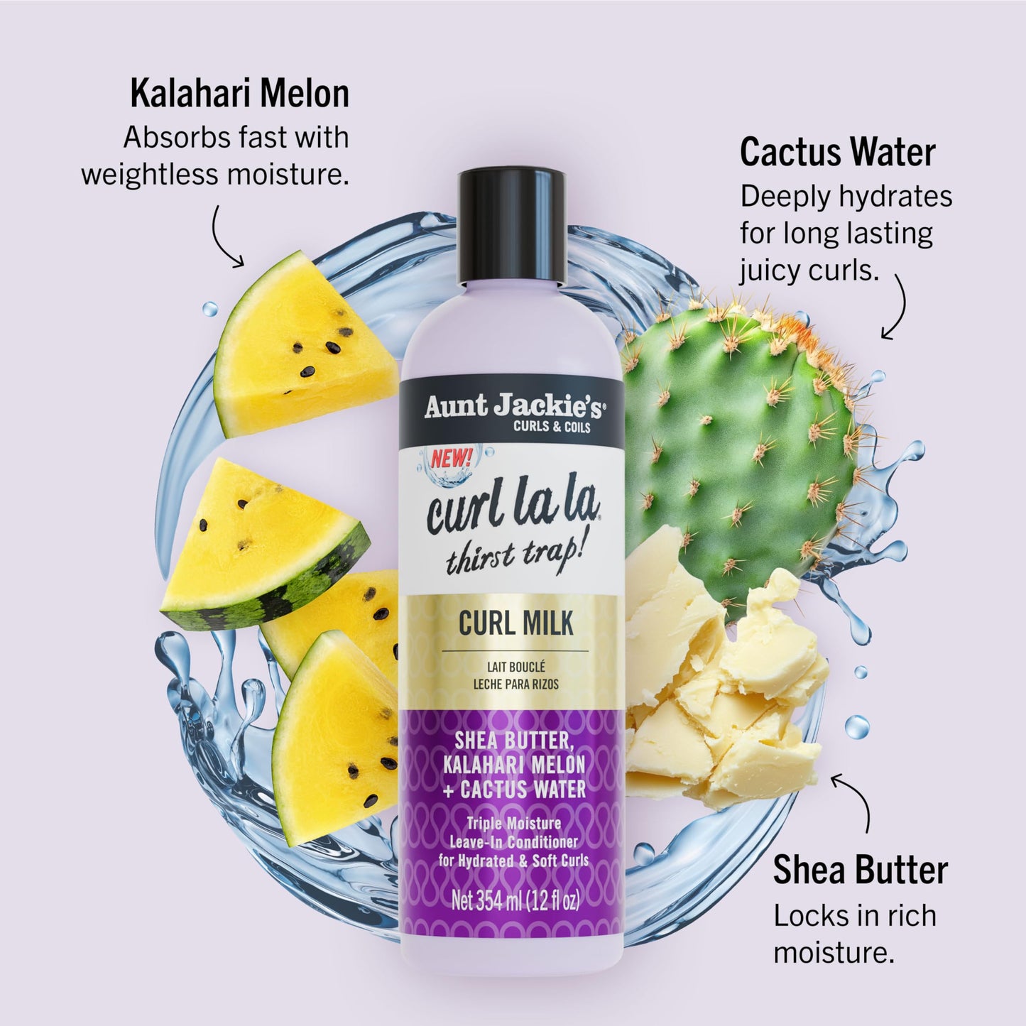 Aunt Jackie's Curls & Coils Curl La La Thirst Trap Curl Milk, 12 fl oz - Triple Moisture Leave-In Conditioner for Hydrated and Soft Curls Beauty & Personal Care Aunt Jackie's