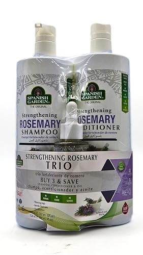 Spanish Garden Rosemary Hair Strengthening Shampoo & Conditioner Set with Nourishing Hair Oil for Deep Scalp Care - Suitable for All Hair Types Men Beauty & Personal Care Spanish Garden