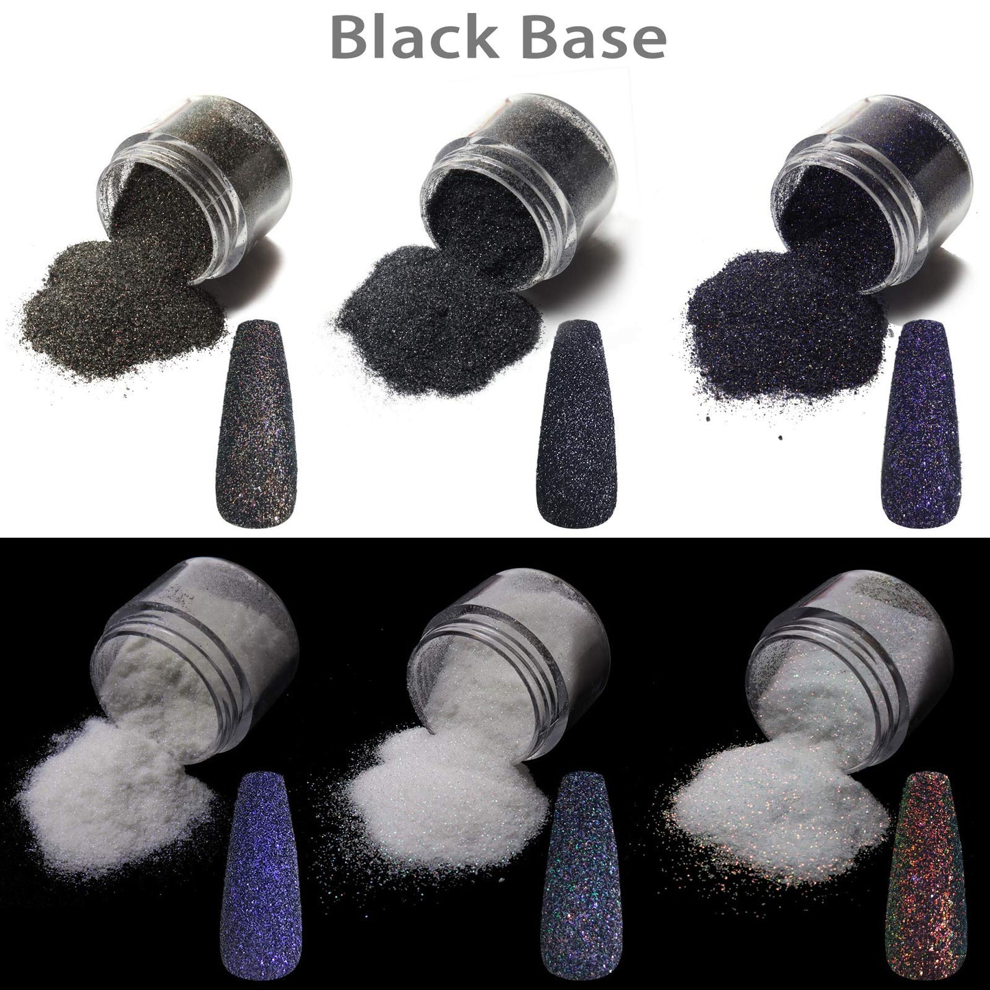 Allstarry 6 Colors Nail Glitter Powder Holographic White Black Nail Shining Sugar Effect Glitter Colorful Cosmetic Festival Powder DIY Nail Art Beauty & Personal Care Allstarry