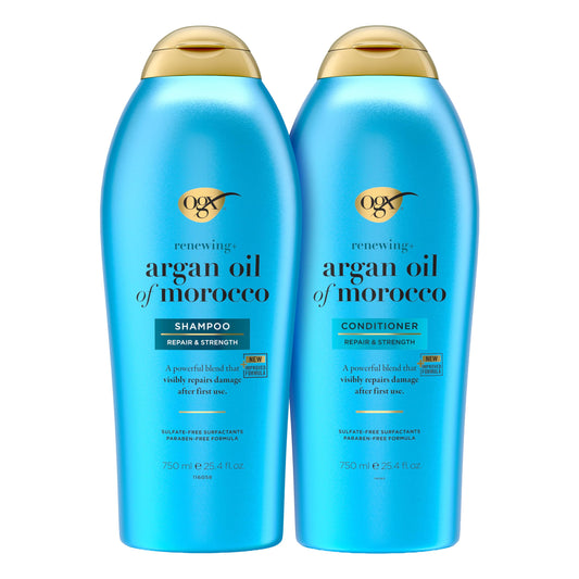 OGX Renewing + Argan Oil of Morocco Shampoo & Conditioner Set, Helps Strengthen & Repair Dry, Damaged Hair, Paraben-Free, Sulfate-Free Surfactants Beauty & Personal Care OGX