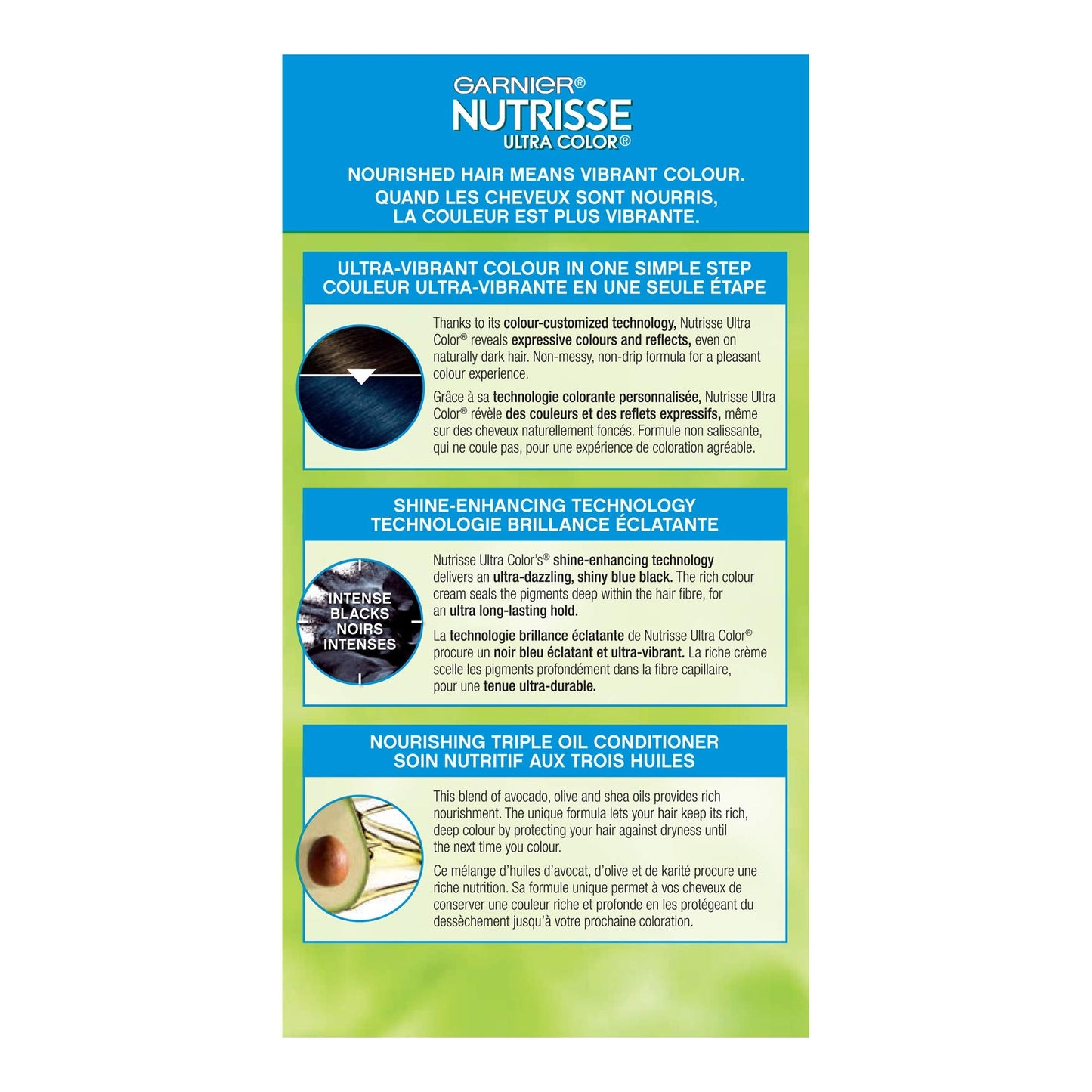 Garnier Nutrisse Ultra Nourishing Hair Color Creme with Triple Oils, Permanent Dye for 100% Gray Coverage, Blue Curaçao IN2 (Packaging may vary) Beauty & Personal Care Garnier