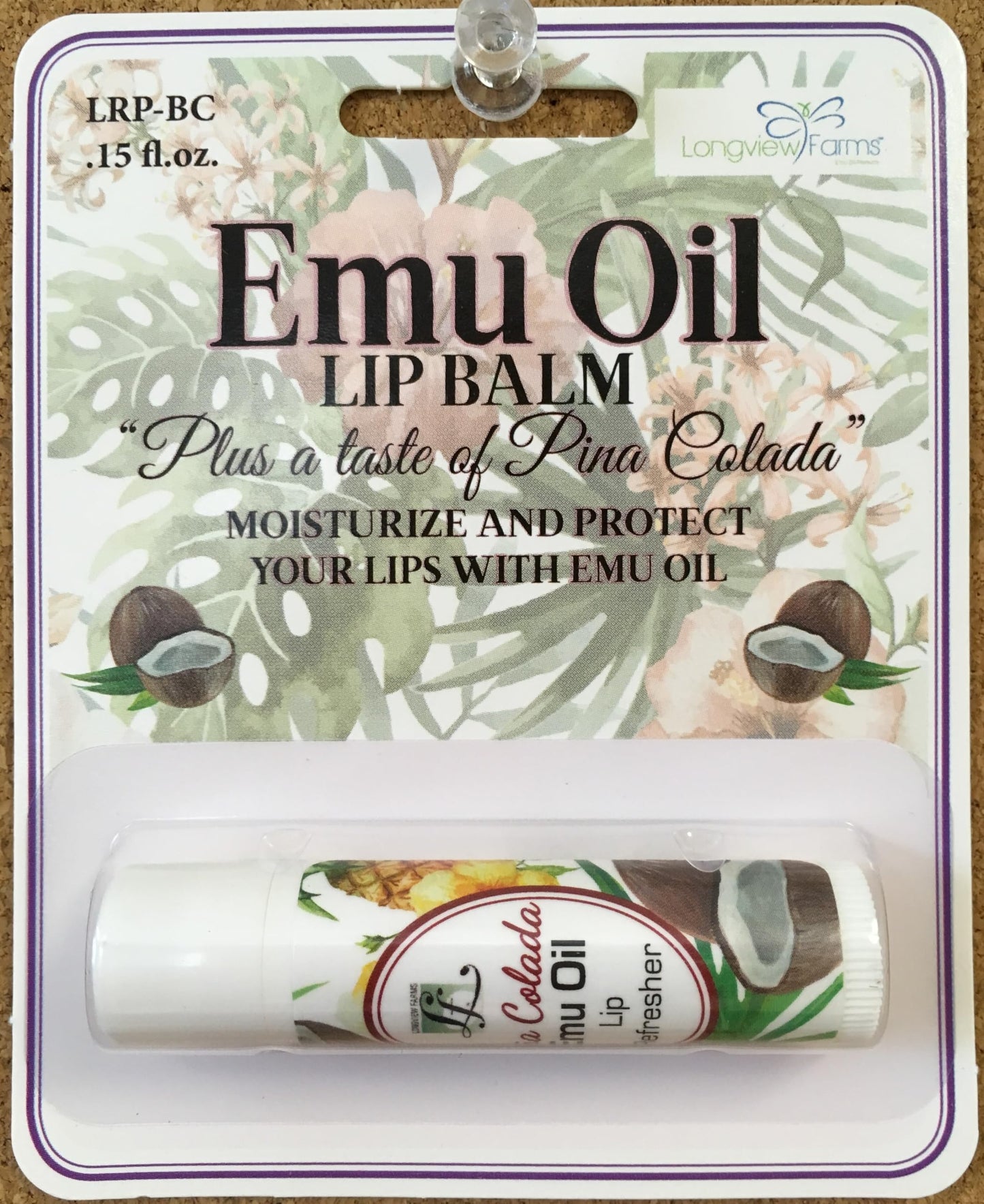 Longview Farms® Emu Oil Lip Refresher - Indulge in Tropical Bliss with Our Piña Colada Flavor - Hydrated Lips All Day Long (1 Tube Piña Colada on Beauty and Personal Care Longview Farms