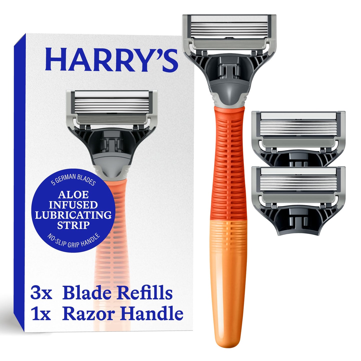 Harry's Original Shaving Kit for Men - Razor Handle and 3 Razor Blade Refill Cartridges - German Engineered - Ember Beauty and Personal Care Harry's