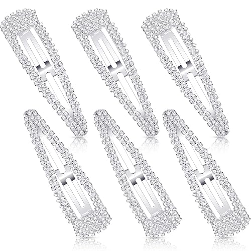 Geyoga 6 Pieces Rhinestone Snap Hair Clips 4 Inch Metal Hair Barrettes Hairpins Crystal for Women Wedding Accessories Beauty & Personal Care Geyoga