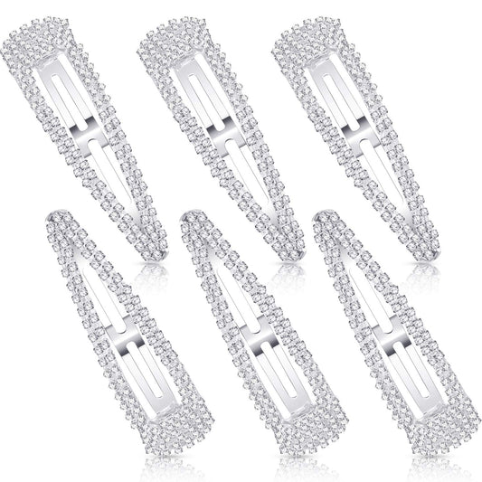 Geyoga 6 Pieces Rhinestone Snap Hair Clips 4 Inch Metal Hair Barrettes Hairpins Crystal for Women Wedding Accessories Beauty & Personal Care Geyoga