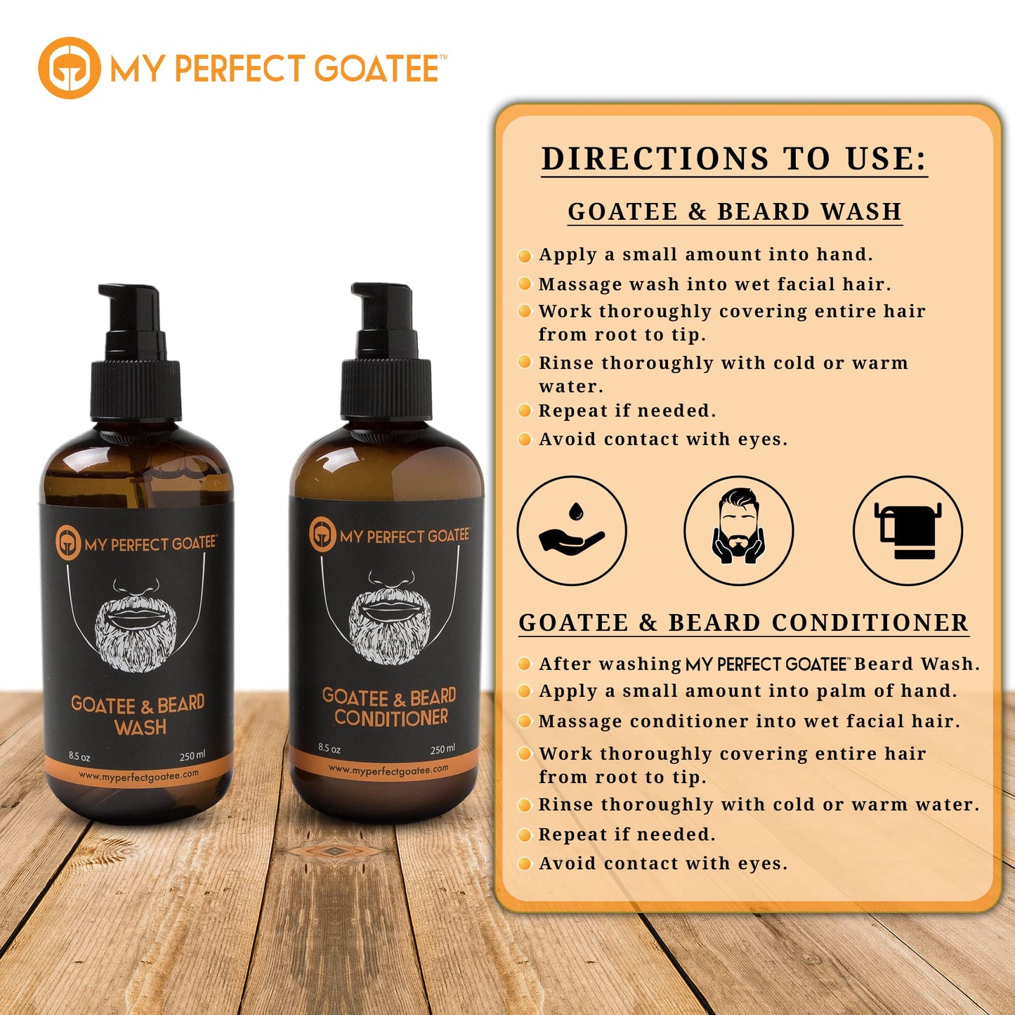 My Perfect Goatee Beard Wash and Conditioner Set for Men - Complete Beard Care Kit - 8.5oz Each - Softens & Strengthens - Eliminates Itch & Dandruff Beauty & Personal Care My Perfect Goatee