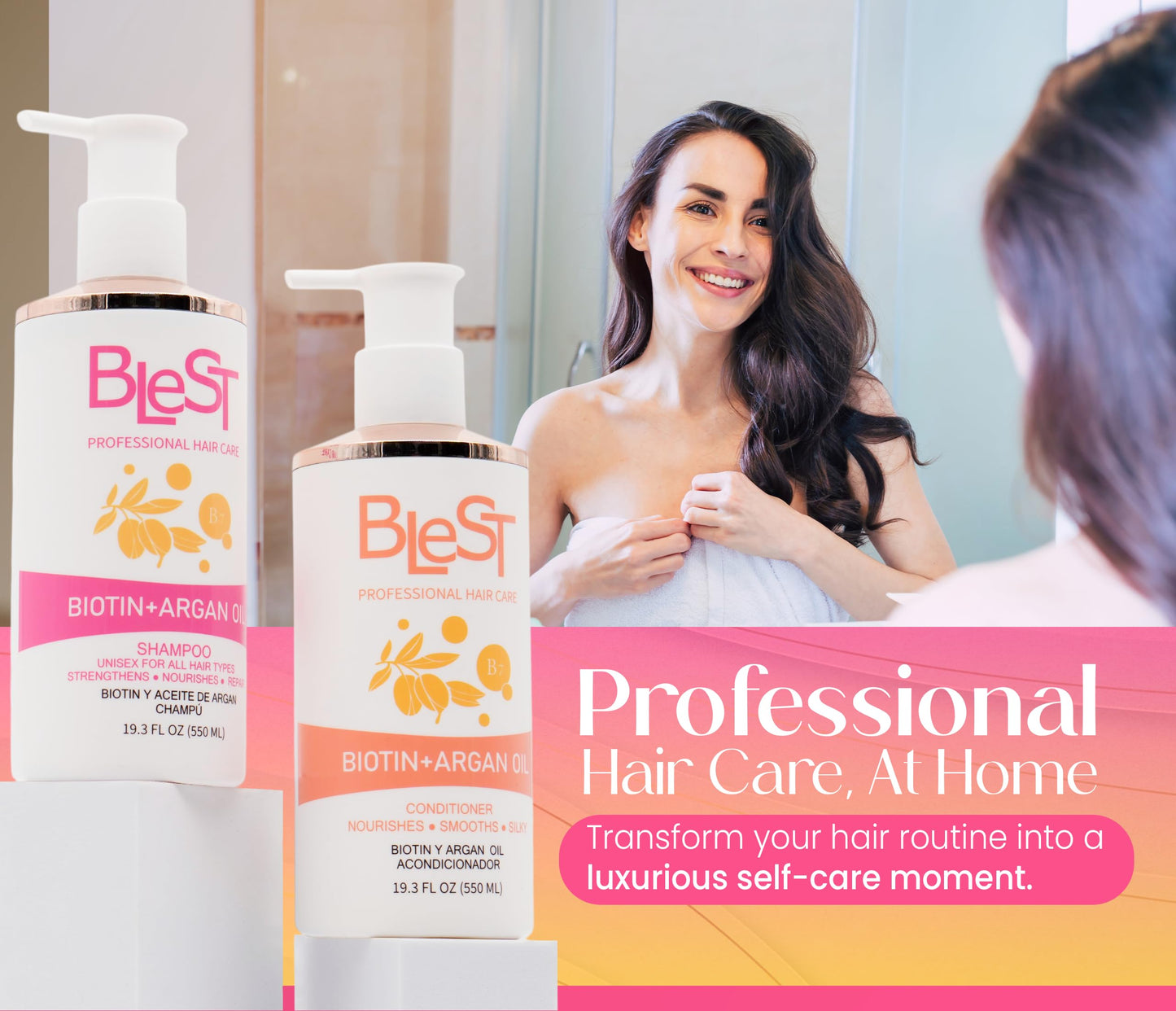 BLEST PROFESSIONAL HAIR CARE Biotin + Argan Oil Shampoo and Conditioner Set - Hair Growth Shampoo for Stronger, Thicker Hair - Organic Shampoo Beauty & Personal Care BLEST PROFESSIONAL HAIR CARE