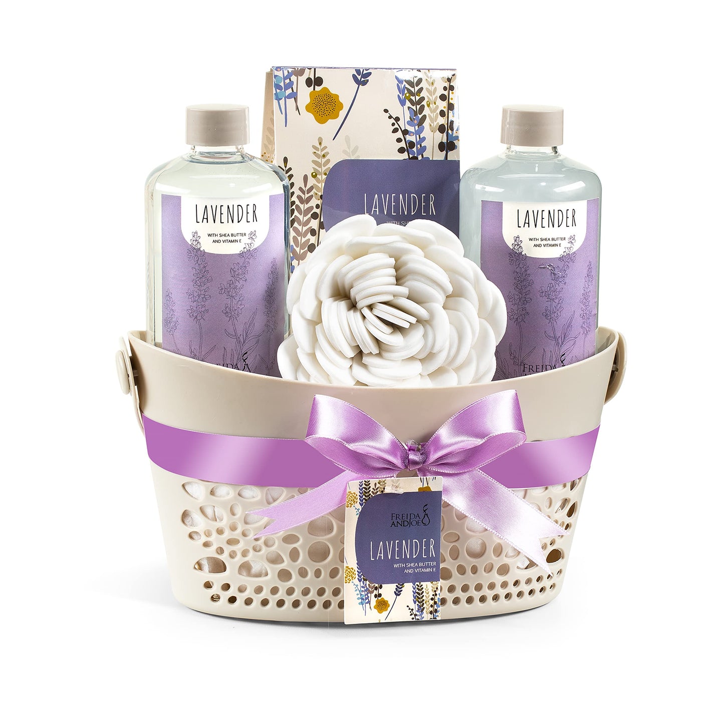 Bath & Body Gift Set for Men and Women Spa Kit with Shea Butter, Vitamin E Reusable Beautiful Basket Perfect for Relaxation - Mother's Day Gift Beauty & Personal Care Freida and Joe