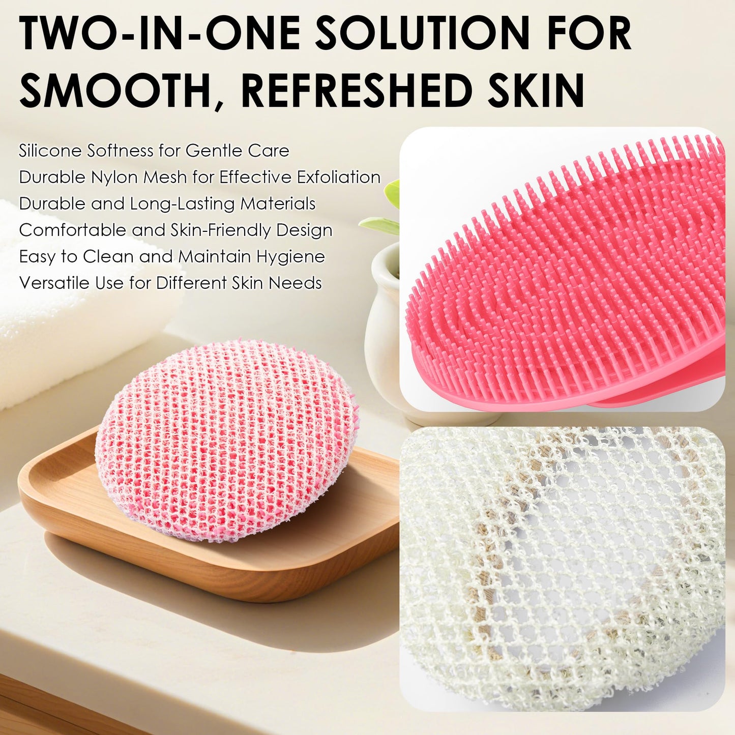 INNERNEED Food-Grade Silicone Body Scrubber Gentle Cleansing Brush with Exfoliating Net Sponge Bath Scrubbing Washcloth Case, More Hygienic and Well Beauty and Personal Care INNERNEED