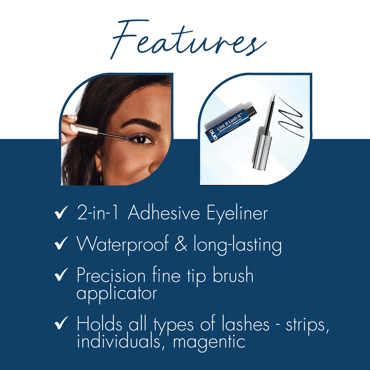 DUO Line It Lash It Lash Glue Liner - Metallic Blue, 2-in-1 Eyeliner & Eyelash Adhesive for Strip & Cluster Lashes, 0.12 oz Beauty & Personal Care DUO