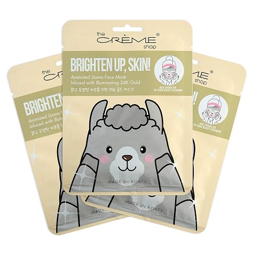 The Crème Shop Animal Sheet Mask, Korean, Hydrating, Collagen, Vitamin C, Anti-Aging - Pack of 3 (Llama) Beauty & Personal Care The Crème Shop