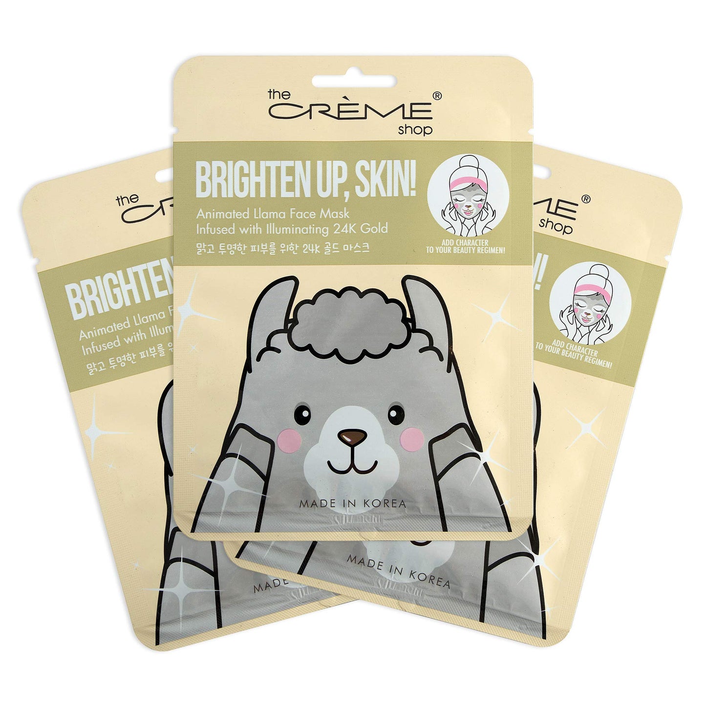 The Crème Shop Animal Sheet Mask, Korean, Hydrating, Collagen, Vitamin C, Anti-Aging - Pack of 3 (Llama) Beauty & Personal Care The Crème Shop