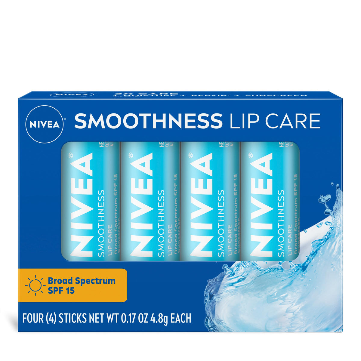 NIVEA Smoothness Lip Care, Sunscreen Lip Balm with SPF 15 Broad Spectrum, Shea Butter, Nourishing Oils and Vitamin C & E, 3-in-1 Moisture, Repair Beauty & Personal Care NIVEA
