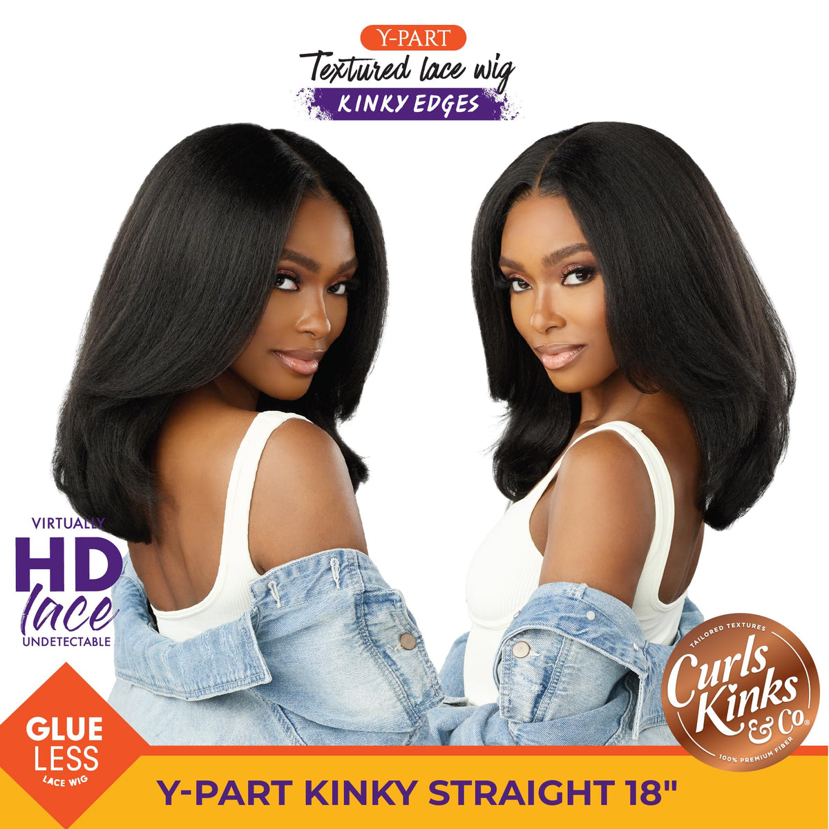 Sensationnel Curls Kinksandco Kinkyedges Wig-Kinky Straight 18 Inch, F1B/BG