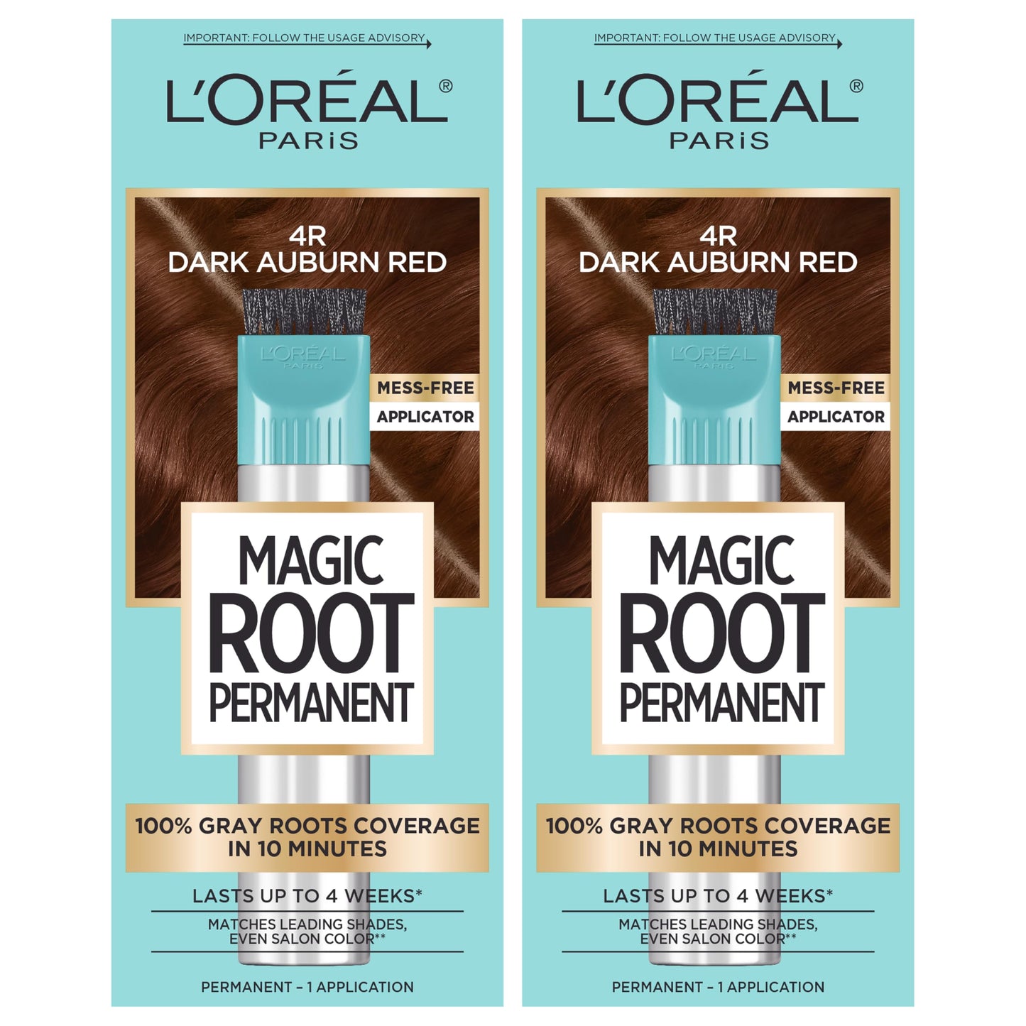 L’Oréal Paris Magic Root Permanent Hair Color, 10 Minute Hair Dye Kit to Rescue Roots with 100% Gray Hair Coverage, 4R Dark Auburn Red, 2 Pack Beauty & Personal Care L'Oreal Paris