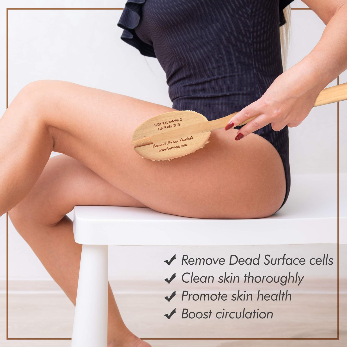 Bernard Jensen Natural Bristle Body Brush - 1 Brush for Dry Brushing, Exfoliation & Skin Care Beauty & Personal Care Bernard Jensen's