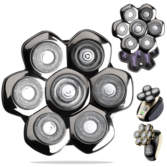 7 Blade Replacement Shavers Head, Magnetic Washable Shaver Blade Floating Heads Replacement for Head Shaver, Wet & Dry Compatible for Rotary Shavers Beauty and Personal Care KANLINS