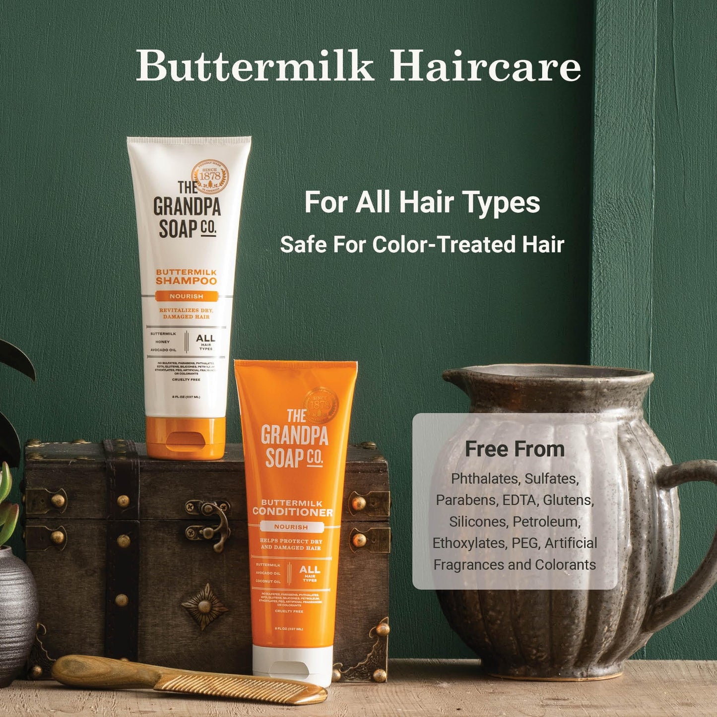 The Grandpa Soap Company Buttermilk Conditioner - Nourishing Formula to Help Strengthen and Hydrate Hair, With Coconut Oil & Silk Protein, Sulfates Beauty & Personal Care The Grandpa Soap Company