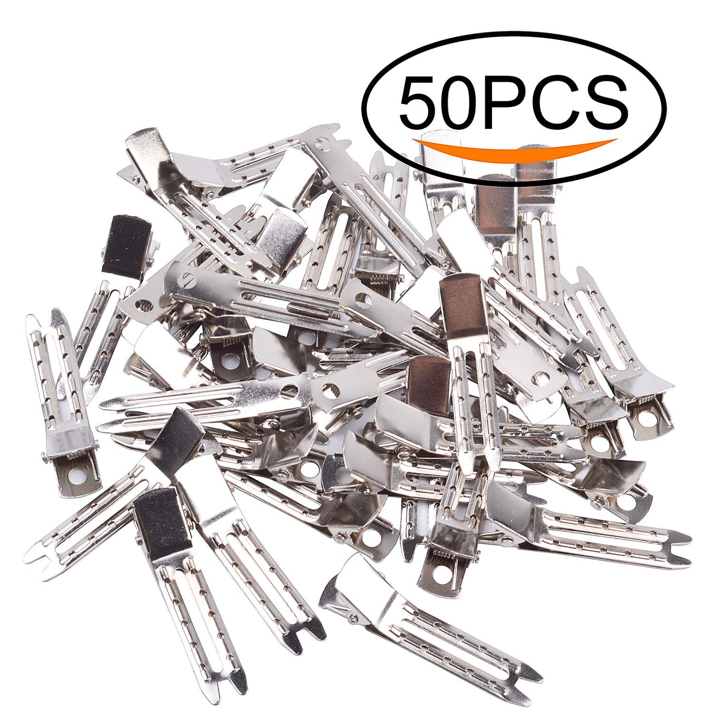 Jdesun 50pcs 1.8“ Silver Metal Hairdressing Double Prong Pin Curl Setting Section Hair Clips Alligator Clips with Holes for Hair Extension Beauty & Personal Care Jdesun