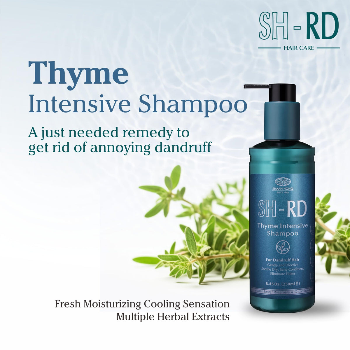 SH-RD Thyme Intensive Shampoo for Itchy Scalp and Dandruff Relief | 1% Zinc Pyrithione Added | Soothing, Rebalancing Scalp Condition - 3.38oz/100ml