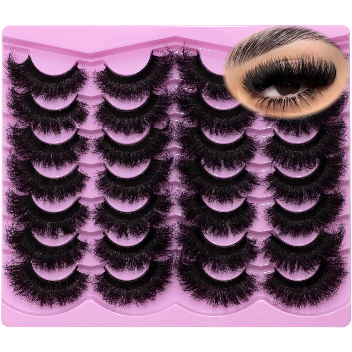 LEAFMOON Mink Lashes Fluffy 20mm Volume False Eyelashes 8D Cat Eye Strip Lashes D Curl 14 Pairs Dramatic Soft Eyelash 25mm Big Long Lash Strips Lashes Beauty and Personal Care LEAFMOON
