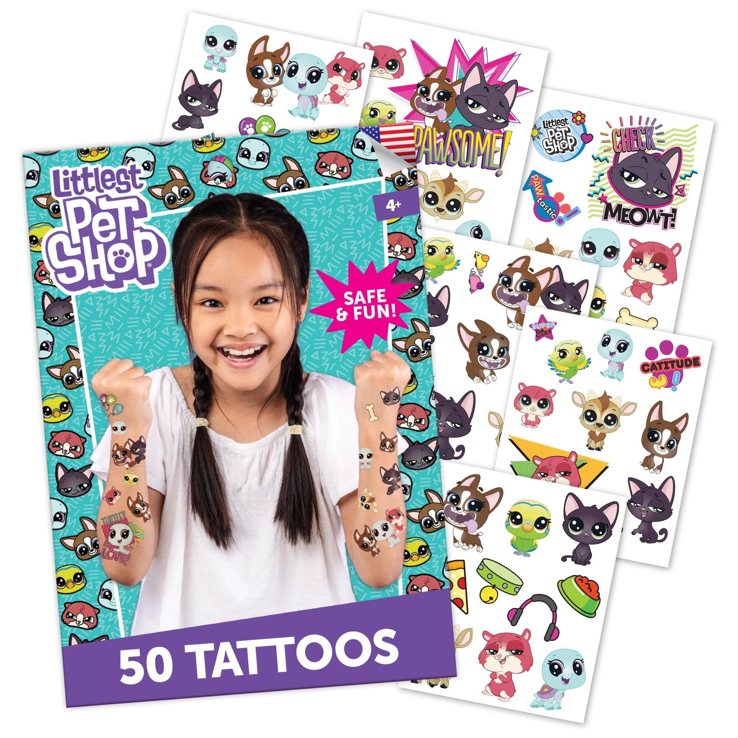 Littlest Pet Shop Temporary Tattoos for Kids [50 pack]. Made in the USA w Certified Safe Ink. Kids Birthday Party Supplies and Party Favors Kit. Bulk Beauty and Personal Care Savvi Default Title