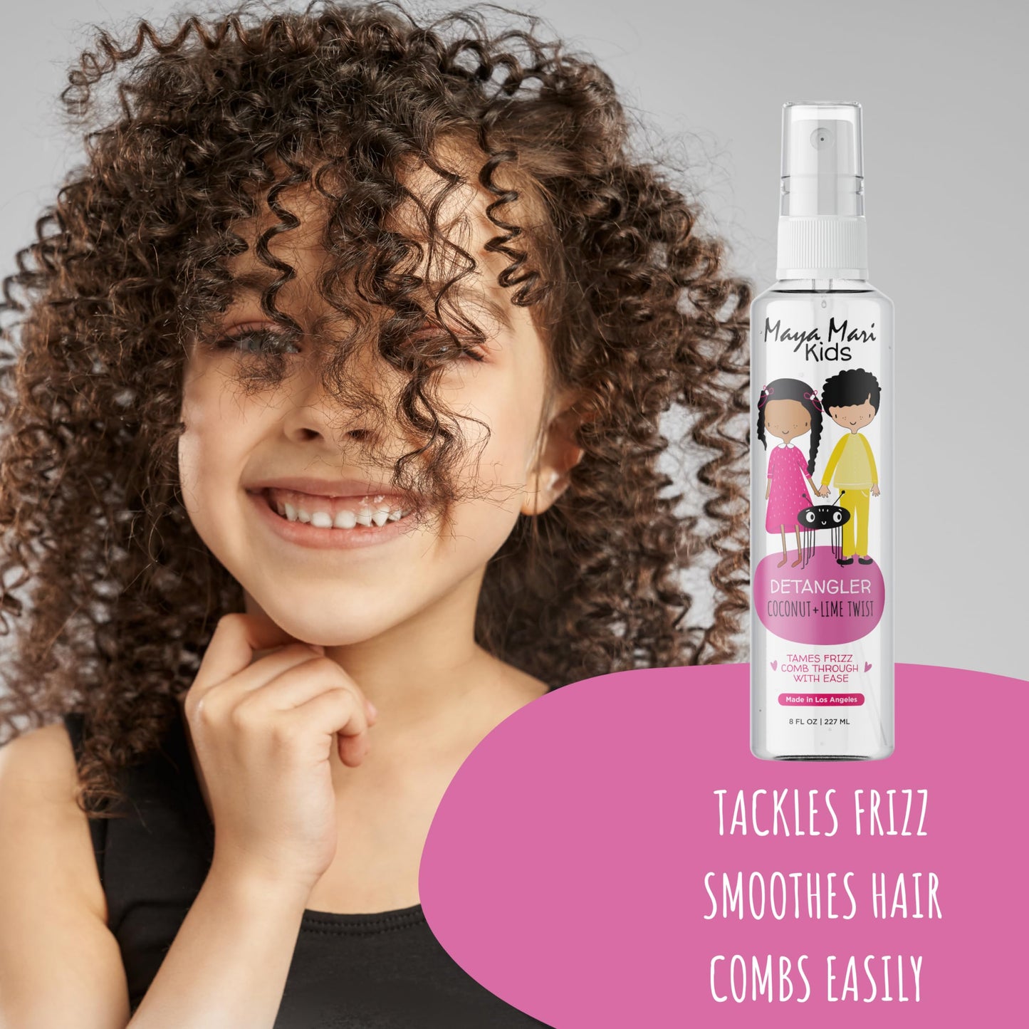 Maya Mari Kids Detangler Spray with Argan, Coconut and Lime Oils - Gentle Hair Detangler for Kids, Toddlers and Babies, 8 oz - No More Tangles, Ideal Beauty & Personal Care MAYA MARI