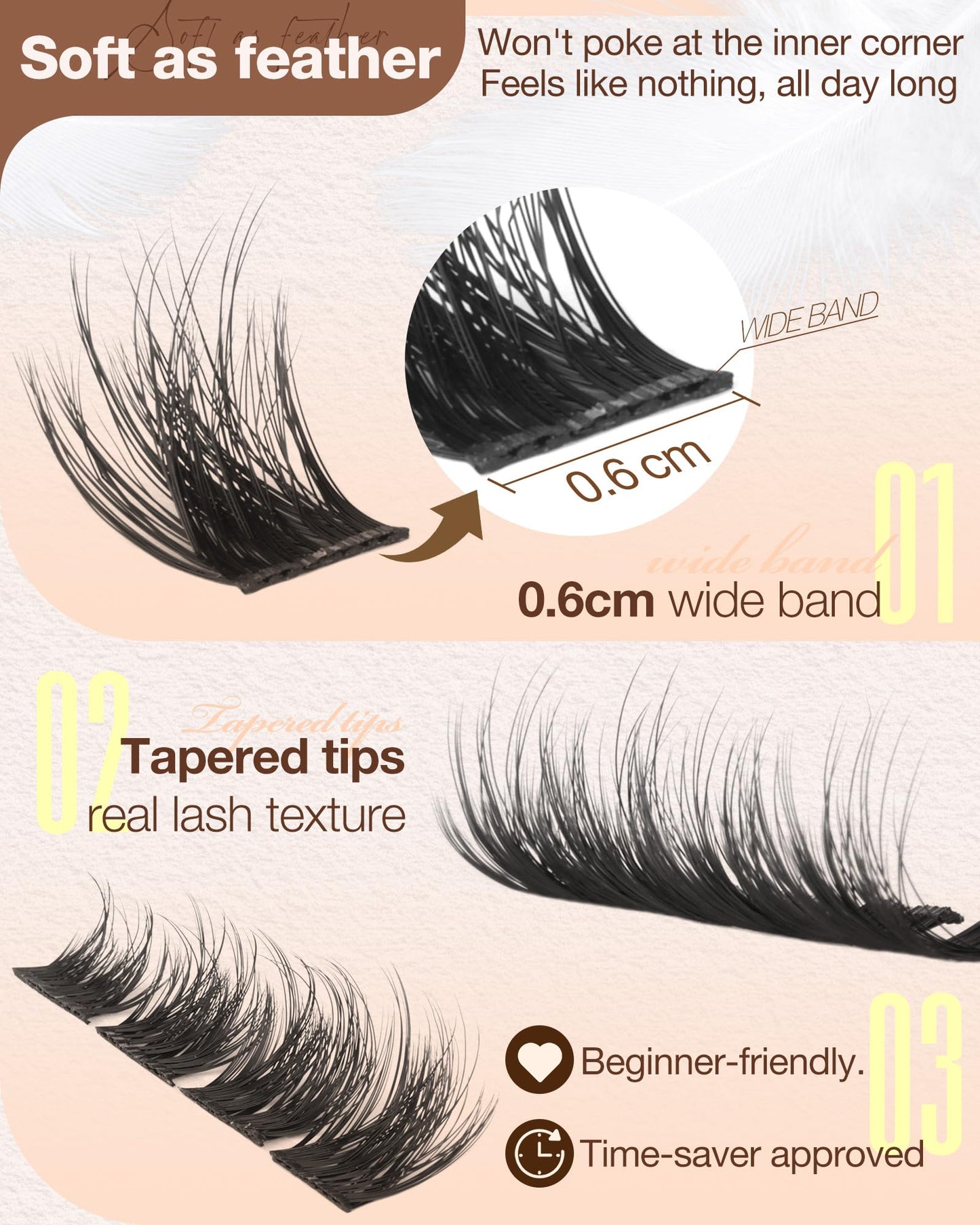 Natural Lash Clusters Wispy Eyelash Clusters Fluffy Cluster Eyelash Extensions Short 8-14mm Individual Lashes D Curl Lash Extensions by Delyneph Beauty and Personal Care Delyneph