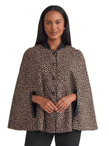 Kasper Petite Animal Print Snap-Front Cape Beauty & Personal Care Kasper