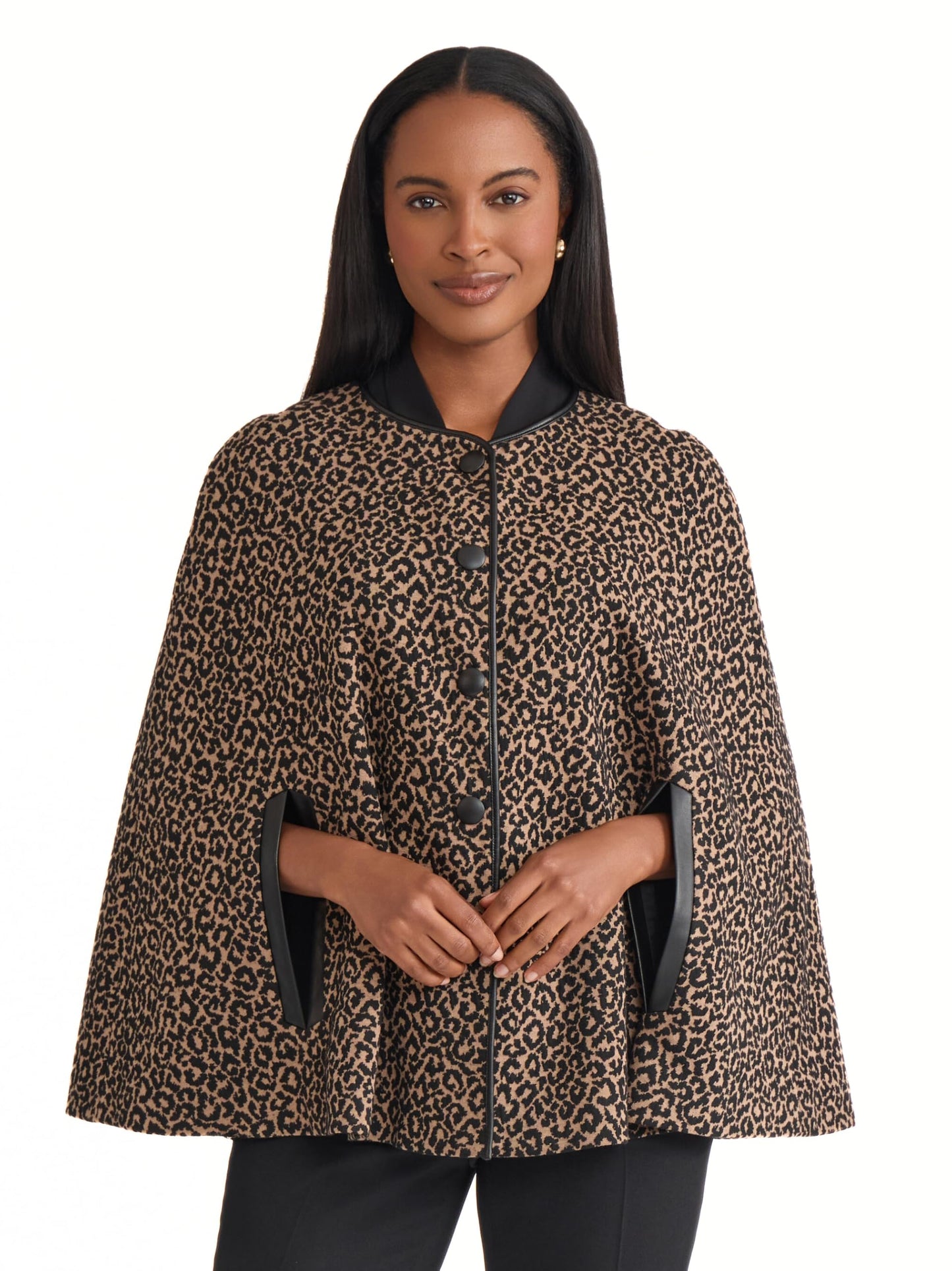 Kasper Petite Animal Print Snap-Front Cape Beauty & Personal Care Kasper