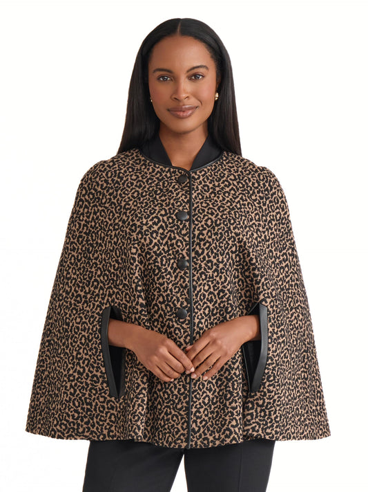 Kasper Women's Animal Print Snap-Front Cape Beauty & Personal Care Kasper