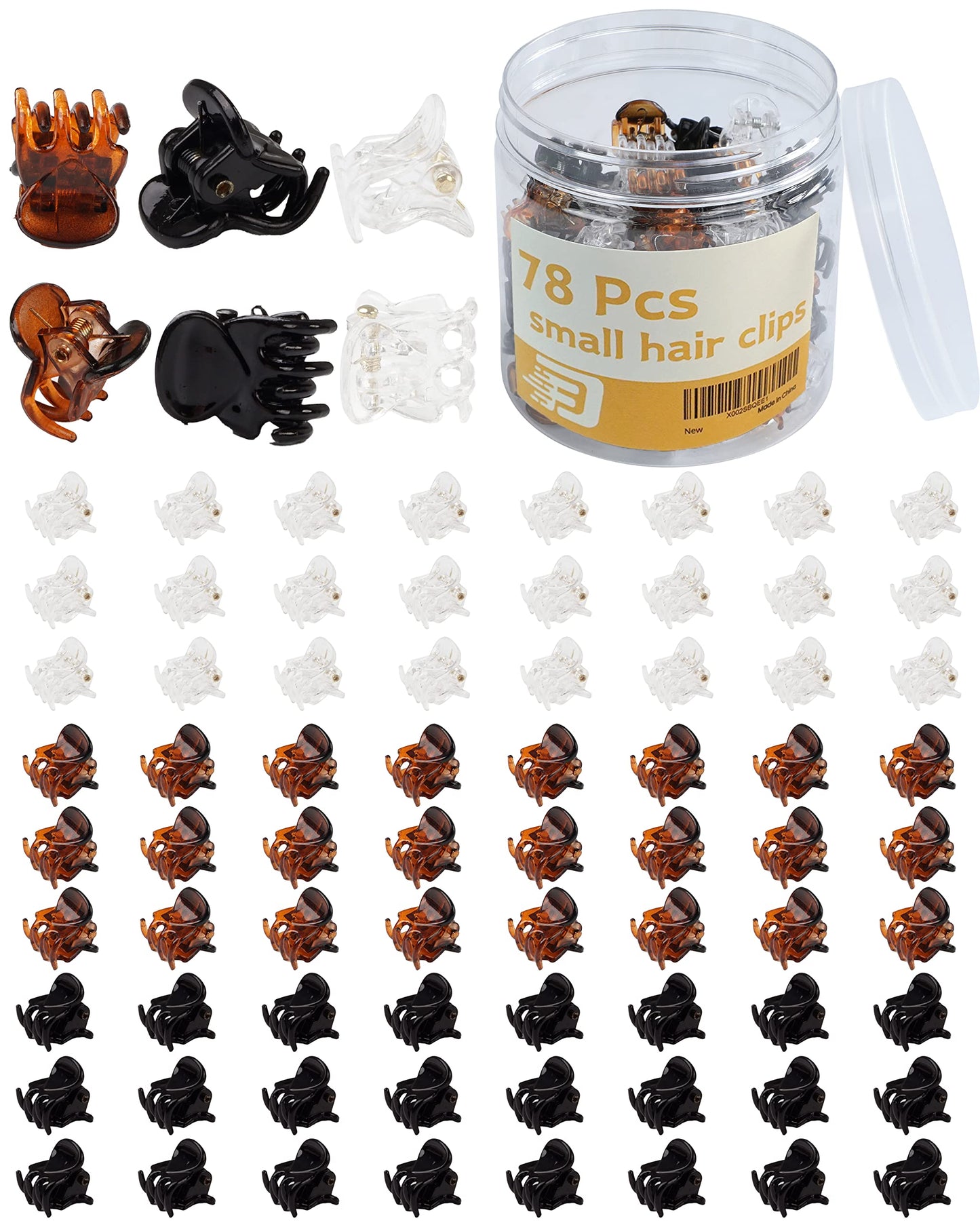 Mini Claw Hair Clips Set - 78 Tiny Plastic Clips in 3 Colors for Women and Girls Beauty & Personal Care DF DUALFERV