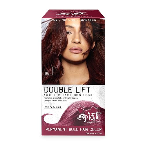 Splat Plum Siren Double Lift Permanent Hair Dye Kit, 1 Application, Includes Plum Hair Color, Developer, Concentrate, Conditioner, Gloves, Processing Beauty & Personal Care Splat